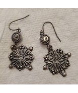 Vintage Filigree Floral Drop Earrings With Lions On The Top Circle Frenc... - £15.58 GBP