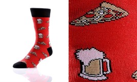 Beer Pizza Yo Sox Men's Premium Crew Socks Fits Size 7-12 Cotton Blend image 2