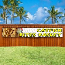 CATFISH BITES BASKET Advertising Food Snack Vinyl Banner Flag Sign USA X... - $35.64+
