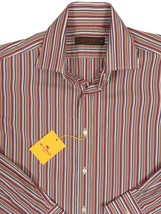 NEW $375 Etro Shirt! e 40 US 15 3/4  M  White Red Orange Blue Stripes  I... - $169.99