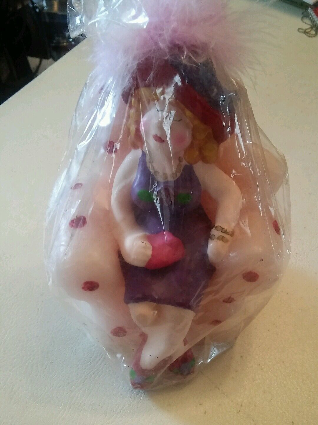 015 Cute Red Hat Society Woman in Chair Candle - $2.99