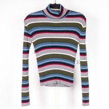 Paradox Turtleneck Sweater M Womens Shirt Striped Gray Green Blue Red Co... - £12.54 GBP