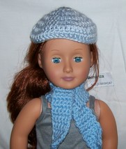 American Girl Light Blue Hat, Crochet, 18 Inch Doll, Handmade  - £7.98 GBP