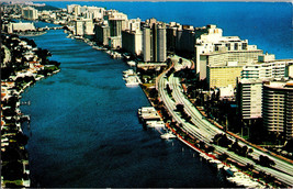 Miami Beach Florida Hotel Row &amp; Indian Creek Scenic Landmarks Chrome Postcard - £3.83 GBP