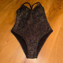 Size Medium Xhilaration One-Piece Swimsuit Black  Metallic Sparkle New - $20.00