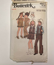Butterick 4937 Cowboys Costume Child 6 Western Cowgirl Vintage 1970s Cut  - £9.36 GBP
