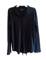 Eileen Fisher Organic Cotton Button Down Black Shirt Blouse - £19.75 GBP