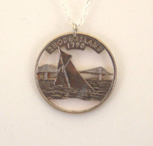 Rhode Island, Cut-Out Coin Jewelry, Necklace/Pendant - £17.17 GBP
