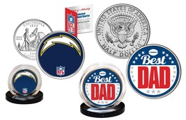 Best Dad - SAN DIEGO CHARGERS 2-Coin Set Quarter &amp; JFK Half Dollar NFL L... - £10.98 GBP