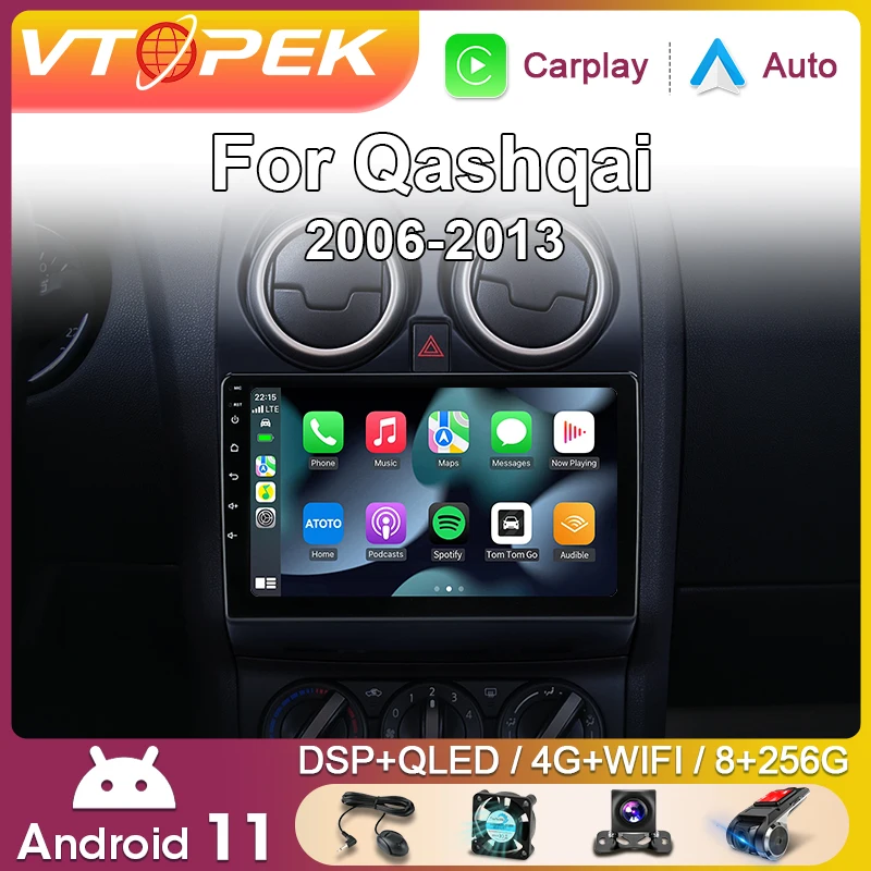 Vtopek 9&quot; 4G Carplay 2din Android Car Radio Multimedia Video Player Navigation - £100.61 GBP+