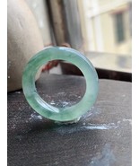  US7 Highly-translucent Myanmar Natural Greenish Flower Jadeite Jade Ring  - $388.00