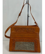 Vintage Cute!! Avelar Zip Closure Leather Pony Hair Square Purse Mexico - $1,114.05 MXN