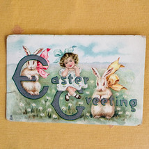 1907 Easter Anthropomorphic Rabbits With Girl Tuck&#39;s Postcard New York - £10.21 GBP