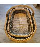 Rustic Extra-Large Wicker Basket with Handle I Set of 2 Handwoven Wicker... - $352.47 CAD