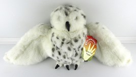 Furry Folk Hand Puppet Owl 20&quot; Snowy Hand Head Spins Vintage Folkmanis F... - $15.79