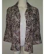 Chico&#39;s Leopard Print Shirt Top Cardigan Size 0 Open Front 3/4 Sleeves C... - £13.94 GBP