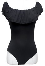 MAJE Top Bodysuit Blouse BLACK Ruffles Scoop Neck Sleeveless Sz 2 NWT - £130.35 GBP