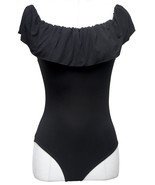 MAJE Top Bodysuit Blouse BLACK Ruffles Scoop Neck Sleeveless Sz 2 NWT - £130.77 GBP