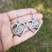 New Handmade Celtic Heart Triquetra Earrings - £10.00 GBP