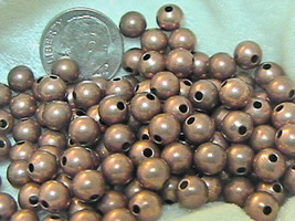 6mm Antiqued Genuine Copper Round Beads (10) 2.2mm Hole - $2.97