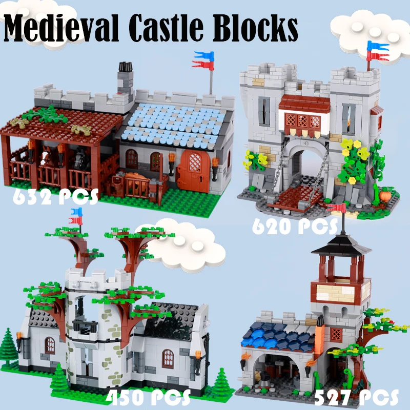 MOC Medieval Military Castle Building Blocks Street View Cabin House - £58.23 GBP+