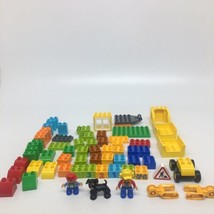 Lot of 62 Pieces-Lego Duplo Various Colors, 2 Figures, Dog, Construction Parts - £15.09 GBP