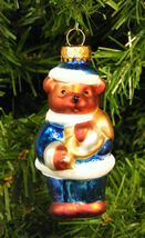 HAND BLOWN MERCURY STYLE GLASS CHRISTMAS BEAR / TEDDY BEAR CHRISTMAS ORN... - $12.88
