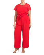 NEW CeCe BELTED RED EYELET  JUMPSUIT SIZE 16 W WOMEN  $149 - £64.41 GBP