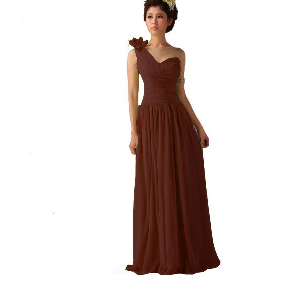 Kivary Women's One Shoulder Long Pleated Prom Bridesmaid Dresses Burgundy US 6