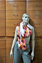FELTED WOOL LONG SCARF WAVY ORGANIC HANDMADE IN EUROPE UNIQUE GIFT FOR W... - £65.61 GBP