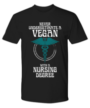Never Underestimate a Vegan Nurse, black Premium Tee. Model 6400014  - £23.88 GBP
