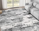 Area Rug Living Room Rugs 5X7: Contemporary Neutral Abstract, Black/Grey. - $90.99