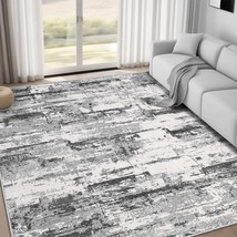 Area Rug Living Room Rugs 5X7: Contemporary Neutral Abstract, Black/Grey. - £71.25 GBP