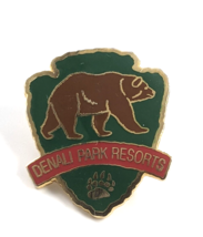 VTG Denali Park Resorts Alaska Bear Gold Tone Enamel Lapel Pin Souvenir - £7.47 GBP