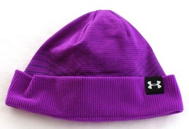 Under Armour Coldgear Reactor Purple Rave Beanie Youth Girl&#39;s One Size NWT - £20.71 GBP