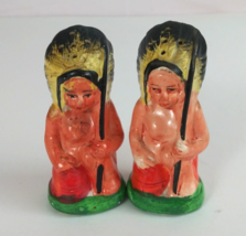 Vintage Hand Painted Native American Indian Chief Salt &amp; Pepper Shakers ... - €10,05 EUR