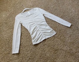 Long Sleeve Jersey Top by Athleta (Daydream Top), size XS, heathered oatmeal col - £28.48 GBP