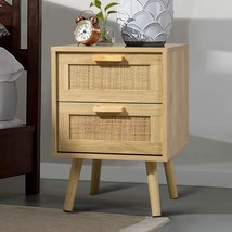 Finnhomy Nightstand, End Table, Side Table, Natural Wood Accent Table With - $85.96