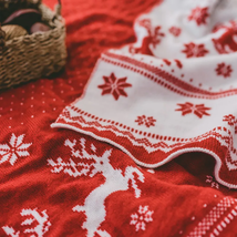 Christmas Knitted Blanket Cute Deer Thickened Wool Blanket Soft Bedspread Winte - £65.25 GBP