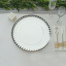 10 13&quot;&quot; Silver Round Paper Serving Trays Scalloped Rim Design Disposable Wedding - £16.41 GBP