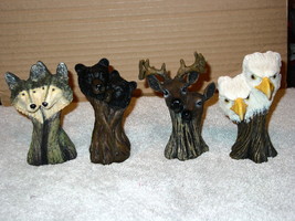 EAGLE DEER WOLF AND BEAR TREE TRUNK SET (SET OF 4) - £22.13 GBP