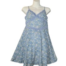 Stitch &amp; Pine Womens Large Mini Dress Top Spaghetti Straps Blue Floral B... - $16.61