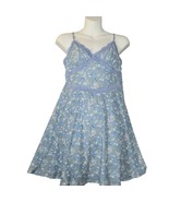 Stitch &amp; Pine Womens Large Mini Dress Top Spaghetti Straps Blue Floral B... - $16.61
