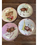 Oneida Reindeer Holiday Lot of 4 Plates 8 1/4 inches  Salad Dessert 4 Pa... - €21,07 EUR