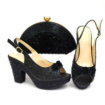 Rhinestone Lady Shoes And Bag Italian Design Luxury Women Shoes Matching Sandals - £90.68 GBP