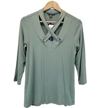 NEW Cable &amp; Gauge Womens Knit Top Stretchy Dried Oregano Green Long Slee... - £15.35 GBP