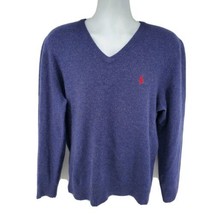 Polo Ralph Lauren Lambs Wool Sweater Size L Blue Long Sleeve V Neck - $35.59