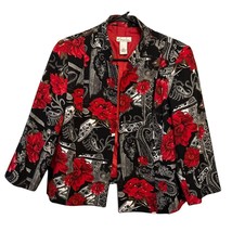 Kim Rogers Blazer/Jacket Size 10P Medium Petite Floral Red Black Multicolor - £10.75 GBP