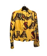 Dana Buchman Size 6 Silk Long Sleeve Blouse Top Animals Safari Front But... - $95.69 CAD