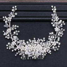 GETNOIVAS  Tiara Shiny Crystal Pearl Beads Hair Comb Crown Bride Hairband Headba - £20.71 GBP
